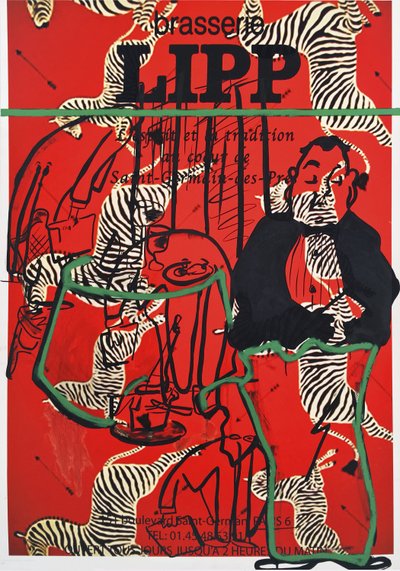 V.O.P. (Very Old People), 2016 (mieszane media na papierze akwarelowym zamontowanym na panelu z przepisem na odwrocie) autorstwa Jay Batlle