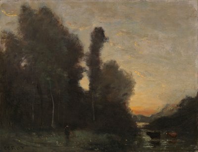 Pejzaż, nastrój wieczorny autorstwa Jean-Baptiste-Camille Corot