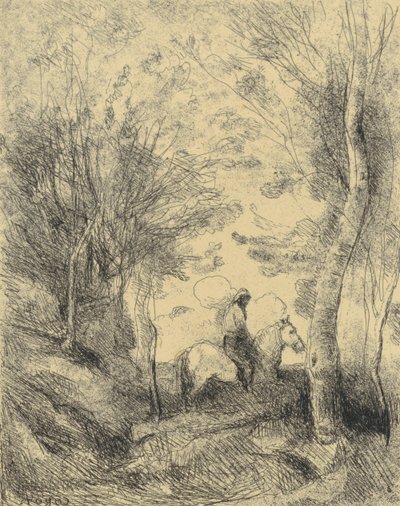 Wielki jeździec w lesie autorstwa Jean-Baptiste-Camille Corot