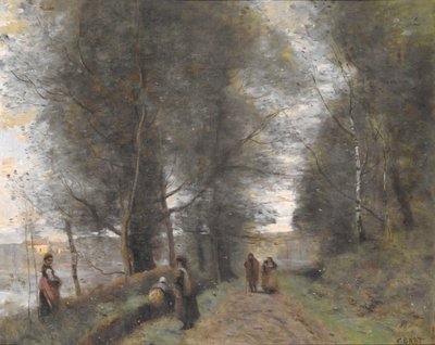 Ville d'Avray, leśna ścieżka wzdłuż stawu autorstwa Jean-Baptiste-Camille Corot
