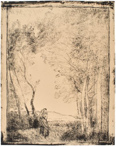 Młoda matka u wejścia do lasu autorstwa Jean-Baptiste-Camille Corot