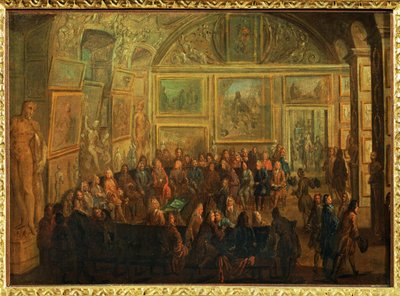 Widok na Salon de Diane w Luwrze; sesja Akademii Malarstwa ... autorstwa Jean Baptiste (after) Martin
