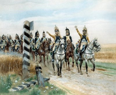 Słup graniczny, 23. Smocza akwarela Edouarda Detaille (1848-1912). 19 wiek. Paryż, Musée de l