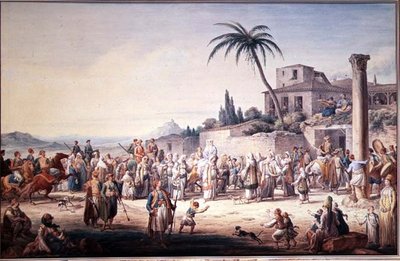 Małżeństwo w Atenach, c.1776 autorstwa Jean Baptiste Hilair