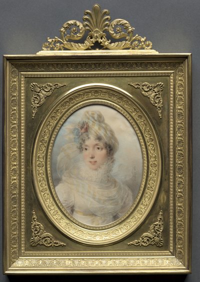 Portret kobiety w białej sukience autorstwa Jean-Baptiste Isabey