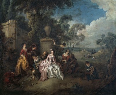 Spotkanie w parku, Jean-Baptiste Pater (1695-1736), olej na płótnie autorstwa Jean Baptiste Joseph Pater