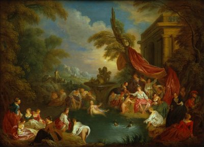 The Bathers (olej na miedzianej blasze grawerskiej) autorstwa Jean Baptiste Joseph Pater