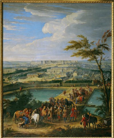 Miasto i pałac w Wersalu ... (obraz na płótnie) autorstwa Jean Baptiste Martin