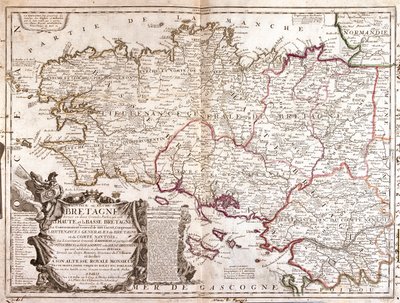 Bretania, wschodnie Pays-de-la-Loire, Francja autorstwa Jean Baptiste Nolin