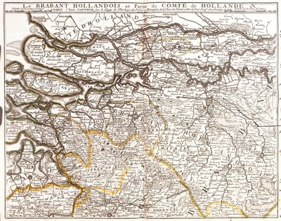Mapa Brabancji Holenderskiej (lub Brabancji Północnej) i części Hrabstwa Holland (Holandia) (Grawerowanie autorstwa Jean Baptiste Nolin