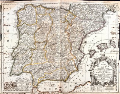 Mapa Królestwa Hiszpanii (Grawerowanie autorstwa Jean Baptiste Nolin