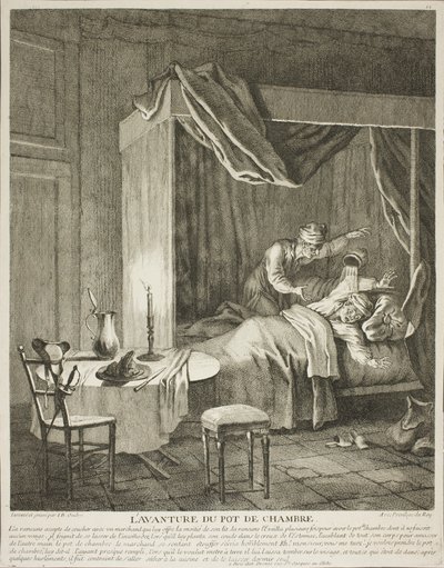 The Adventure of the Chamber Pot, płyta czwarta ze Scènes du Roman Comique autorstwa Jean-Baptiste Oudry
