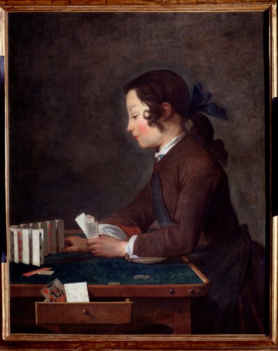 Młody chłopak grający w karty Obraz Jeana Baptiste autorstwa Jean Baptiste Simeon Chardin