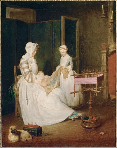 La mere laborieuse - pracowita matka ... autorstwa Jean-Baptiste Simeon Chardin