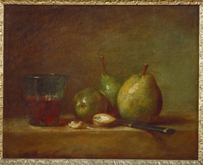 Gruszki i kubek wina... autorstwa Jean-Baptiste Simeon Chardin