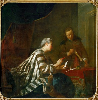 Pieczętowanie listu (olej na płótnie) autorstwa Jean-Baptiste Simeon Chardin