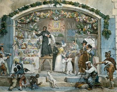 Befana w Rzymie, rycina Jean-Baptiste Thomas (1791-1834), autorstwa Jean-Baptiste Thomas