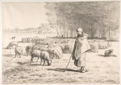 Pasterka ze swoim stadem autorstwa Jean-Francois Millet