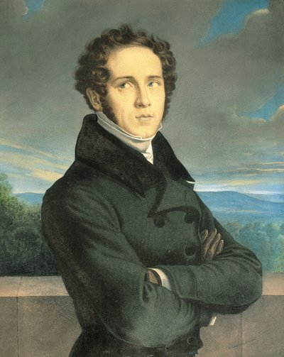 Włochy, mediolan, Portret włoskiego kompozytora operowego Vincenzo Belliniego (1801 - 1835) autorstwa Jean Francois Millet