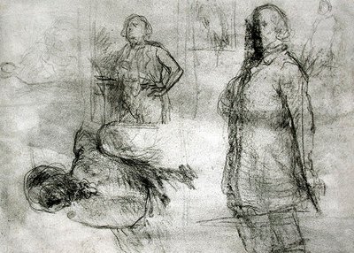 Les Lavandieres (czarna opowieść, ołówek, długopis i atrament na papierze) autorstwa Jean Francois Millet
