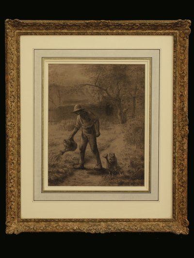 Chłop w swoim ogrodzie, ok. 1860 (kreda na papierze) autorstwa Jean Francois Millet