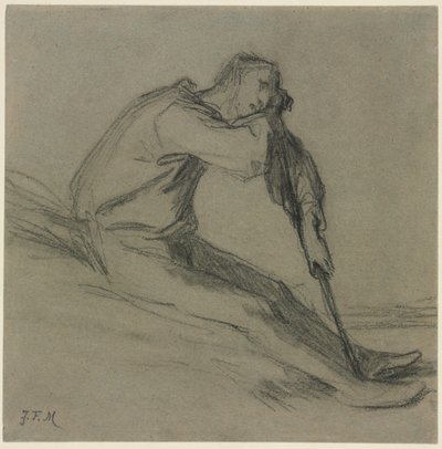 Siedzący chłop odpoczywający na motyce autorstwa Jean-Francois Millet