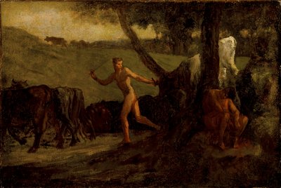 Studium do „Merkury prowadzi krowy Argusa do wodopoju” autorstwa Jean-Francois Millet