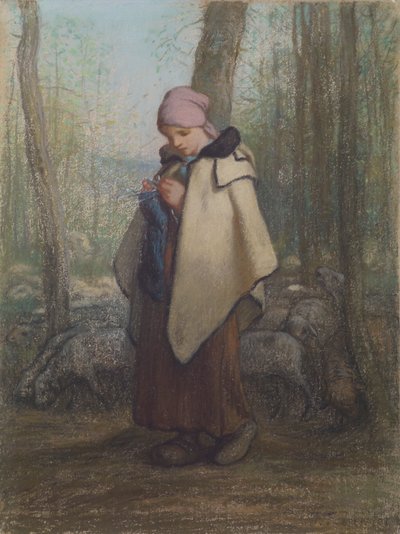 Dziewiarska pasterka autorstwa Jean-Francois Millet