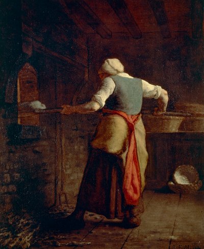 Kobieta piekąca chleb (Femme cuisant the pain), Jean-Francois Millet (1814-1875), 55x46 cm. autorstwa Jean Francois Millet