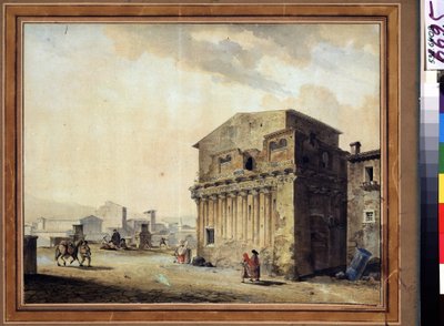 Rzym, dom Poncjusza Piłata (10 pne-39 ne) (Rzym, dom Poncjusza Piłata). Obraz Jeana Francois Thomasa de Thomona (1754-1813). Akwarela i tusz na papierze, 36,7 x 46,6 cm autorstwa Jean François Thomas de Thomon