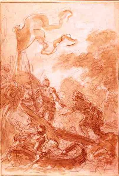 Orlando opuszcza Wyspę (kredą i umyj na papierze) autorstwa Jean Honore Fragonard