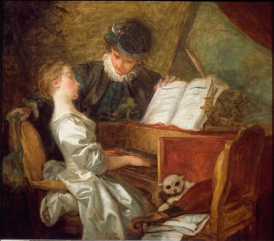 Lekcja muzyki (olej na płótnie) autorstwa Jean Honore Fragonard