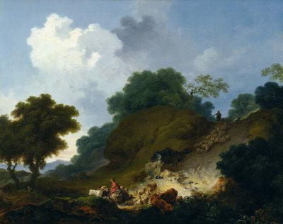 Stado owiec schodzące ze wzgórza autorstwa Jean-Honore Fragonard