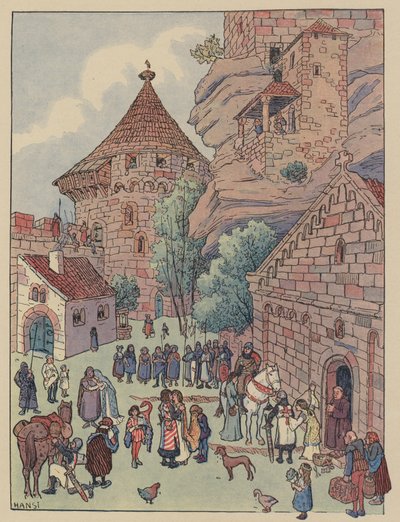 Wyjazd Chevalier du Hohbarr na wyprawy krzyżowe (kolor lito) autorstwa Jean Jacques Waltz