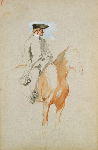 Jeździec w kapeluszu trójrożca (akwarela, długopis i atrament) autorstwa Jean Louis Ernest Meissonier