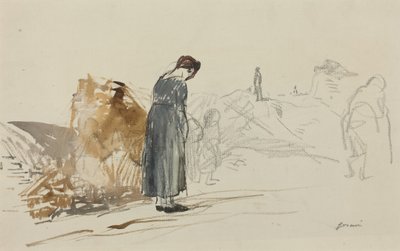 a) Niemcy odeszli (awers); b) Szkic mężczyzny (rewers) autorstwa Jean-Louis Forain