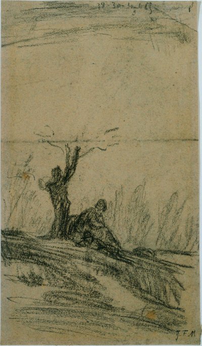 Postać siedząca pod drzewem autorstwa Jean Francois Millet
