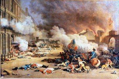 Zaczerpnięty z Palais des Tuileries, dziedzińca Karuzeli, 10 sierpnia autorstwa Jean (after) Duplessis Bertaux