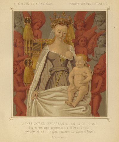 Agnes Sorel jako Madonna Lactans (chromolitho) autorstwa Jean (after) Fouquet