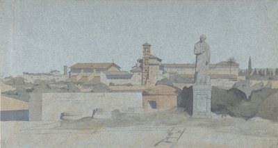 SS. Giovanni e Paolo, widziany z Villa Mattei w Rzymie, . autorstwa Jean Achille Benouville