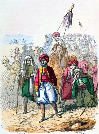 Ibrahim Pasza (1789-1848) na piechotę ze swoimi oddziałami podczas kampanii przeciwko wahhabitom autorstwa Jean Adolphe Beauce