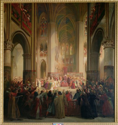 Stan Generalny Paryża Spotkanie w Notre-Dame po śmierci Karola IV (1295-1328) autorstwa Jean Alaux