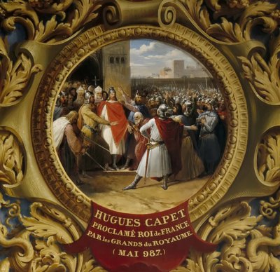 Hugh Capet ogłoszony królem przez szlachtę w maju 987 r. autorstwa Jean Alaux