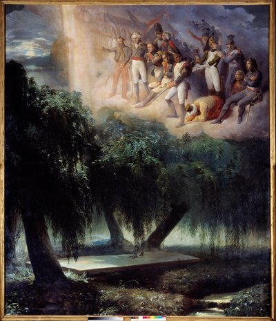 Grób św. Heleny: alegoria pochówku Napoleona. Obraz Jeana Alaux zwany Rzymianinem (1786-1864) autorstwa Jean Alaux