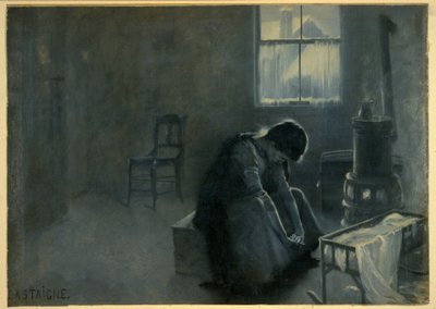 To była ciężka zima, pub. 1893 (litografia kolorowa) autorstwa Jean Alexandre Michel Andre Castaigne