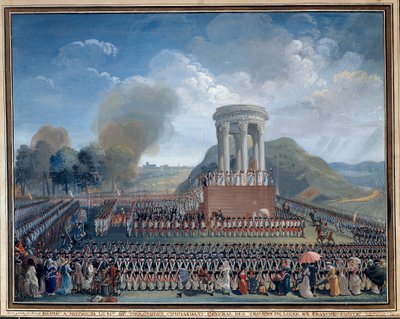 Święto federacji w Besancon 14.07.1790 Obraz Jean Alexis Cornu (1755-1807) Besancon. Musee Des Beaux Arts - Festiwal Federacji w Besancon 14 lipca 1790 r. Obraz Jeana Alexisa Cornu (1755-1807). Muzeum Sztuk Pięknych, Besancon, Francja autorstwa Jean Alexis Cornu