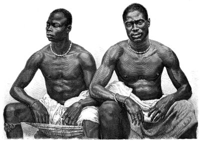 Dwóch mężczyzn z Assinie w Gwinei, ok. 1860-1920. autorstwa Jean Andre Rixens