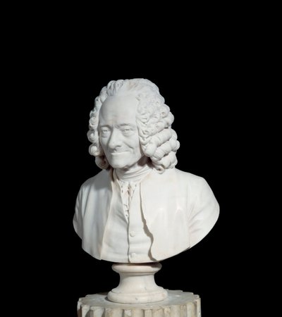 Popiersie Francois Marie Arouet autorstwa Voltaire dit Voltaire (1694-1778) Marmurowa rzeźba Jean Antoine Houdon (1741-1828) 1778 Paryż, Luwr autorstwa Jean Antoine Houdon