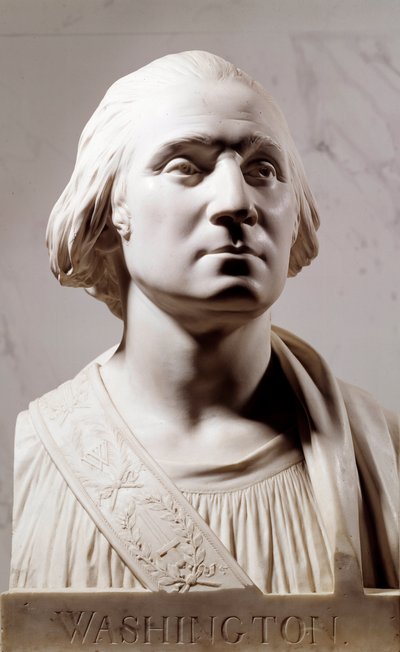 Marmurowe popiersie George Washingtona (1732-1789) Rzeźba Jean Antoine Houdon (1741-1828) 1786 Paryż, Musee du Louvre autorstwa Jean Antoine Houdon