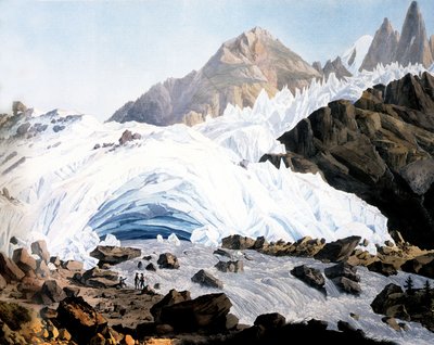 Chamonix: źródło Arveyron, ok. 1800 (grawerowanie) autorstwa Jean Antoine Linck